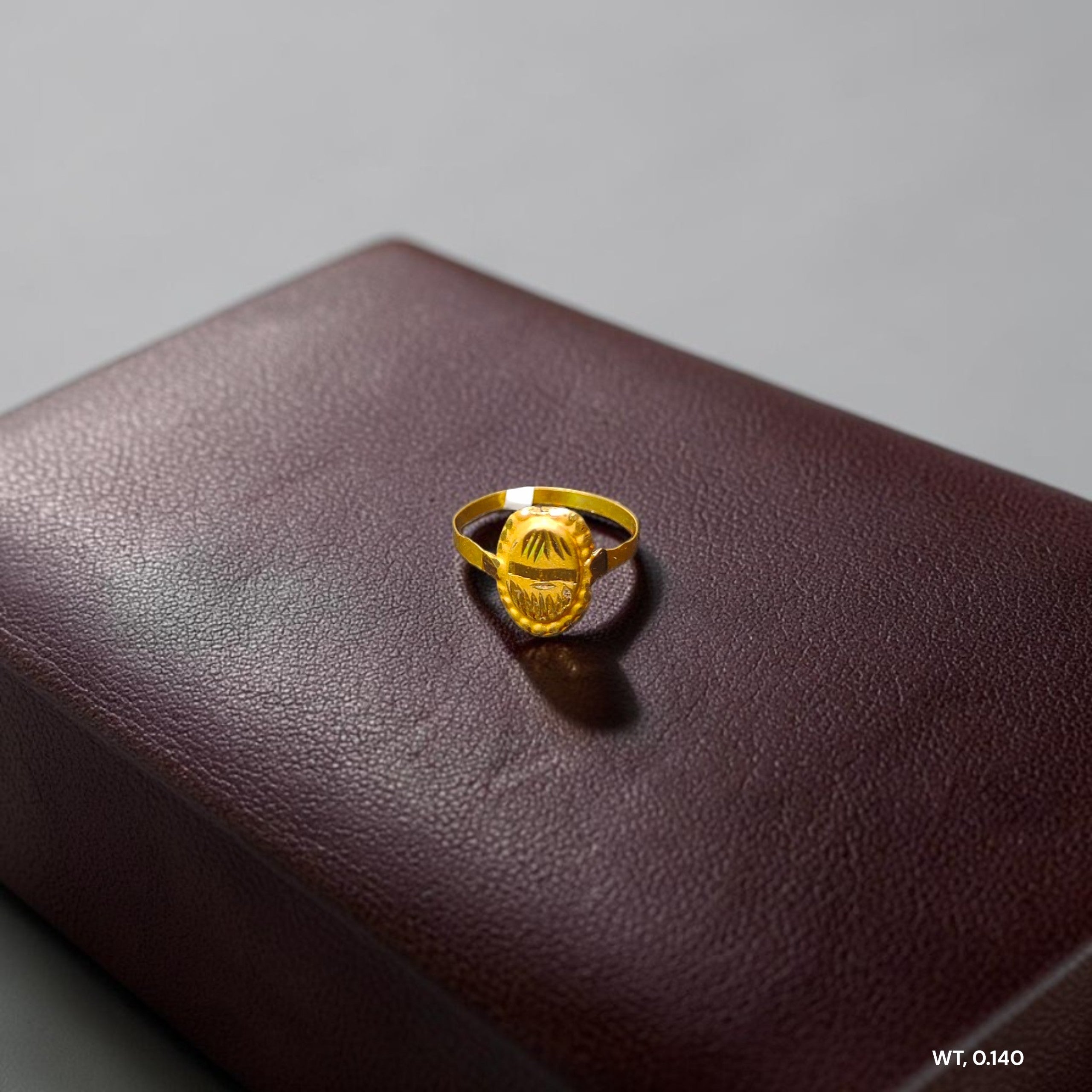 BABY JEWELLERY- TRJ WGT: 0.140 GM APPROX 375 9KT HUID HALLMARK GOLD BABY FINGER RING 1 PIECE FOR RICE CEREMONY & BIRTHDAY.