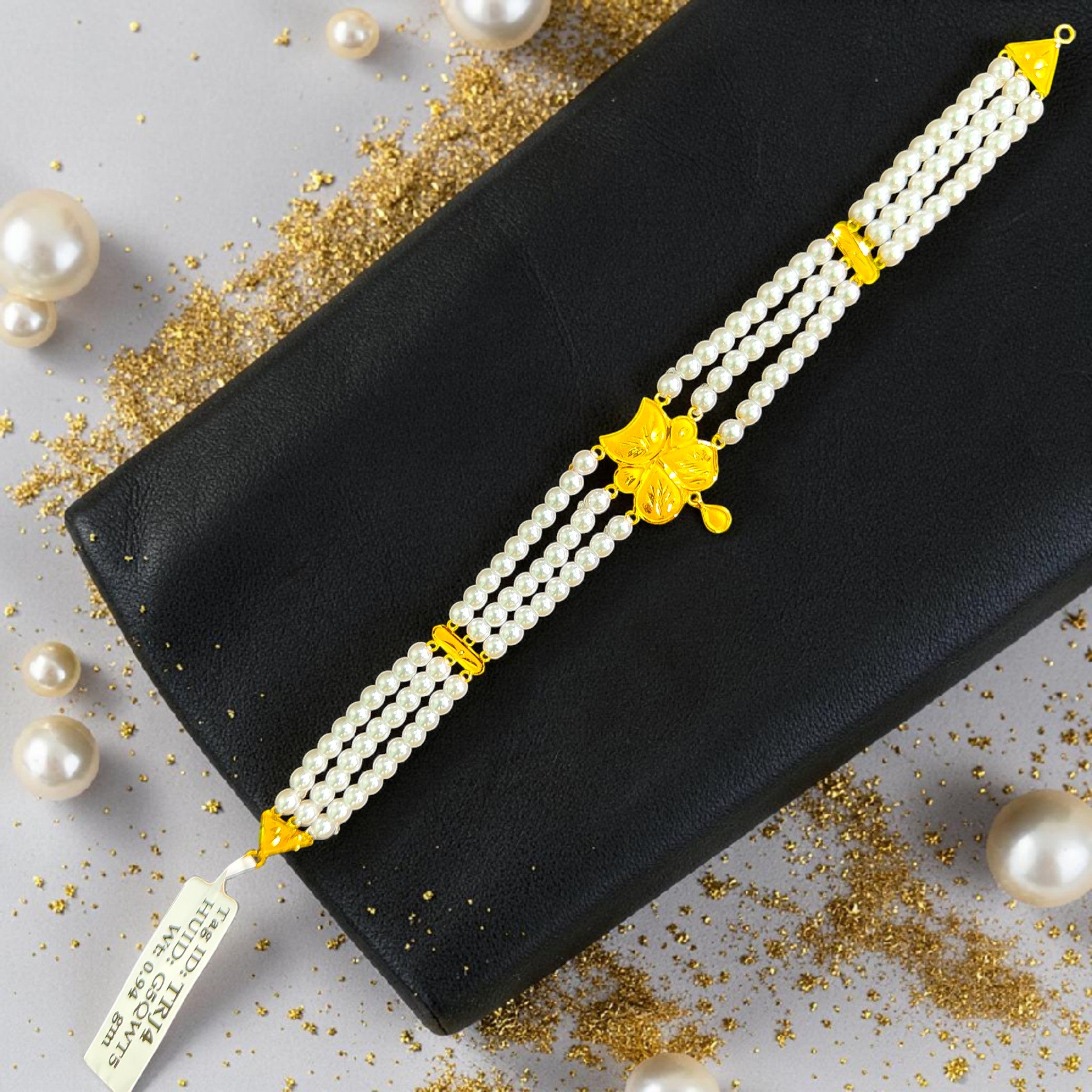 GOLD MOTI HAR- CERTIFIED BIS HUID HALLMARK 916 22KT GOLD MOTI CHOKER 1 PIECE (WGT: 0.940 GM) WITH ADJUSTABLE TASSEL FOR GIFT IN MARRIAGE.