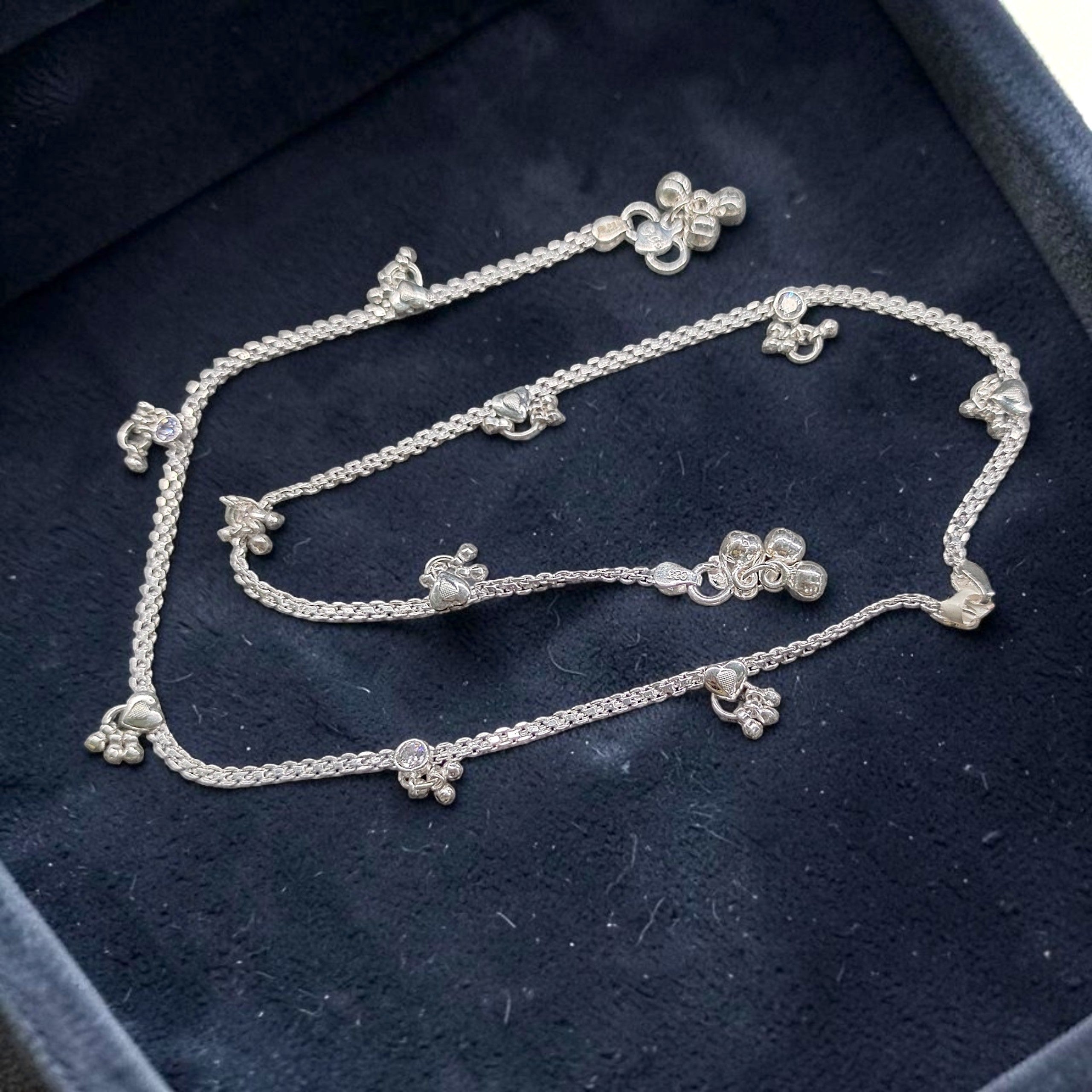 SILVER PAYEL- (WGT: 22.500 GM APPROX) BIS HALLMARK 925 SILVER PAYEL (ANKLET) 1 PAIR LENGTH: 10 INCH FOR WOMEN.
