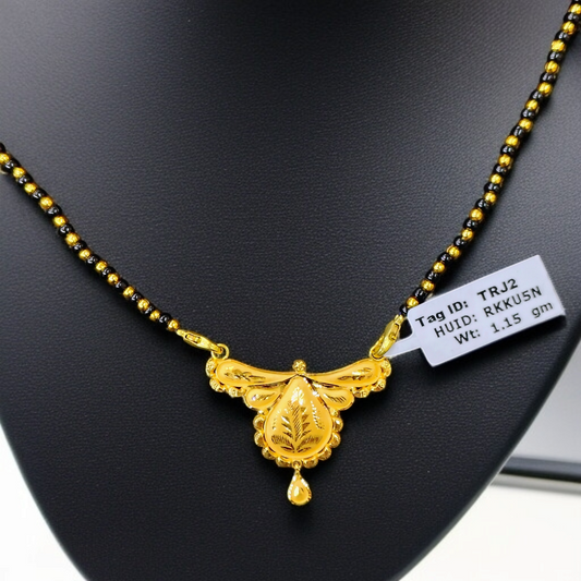 TRJ WGT: 1.150 GM APPROX 22KT HUID HALLMARK GOLD PENDANT MANGALSUTRA 1 PIECE WITH TASSEL.