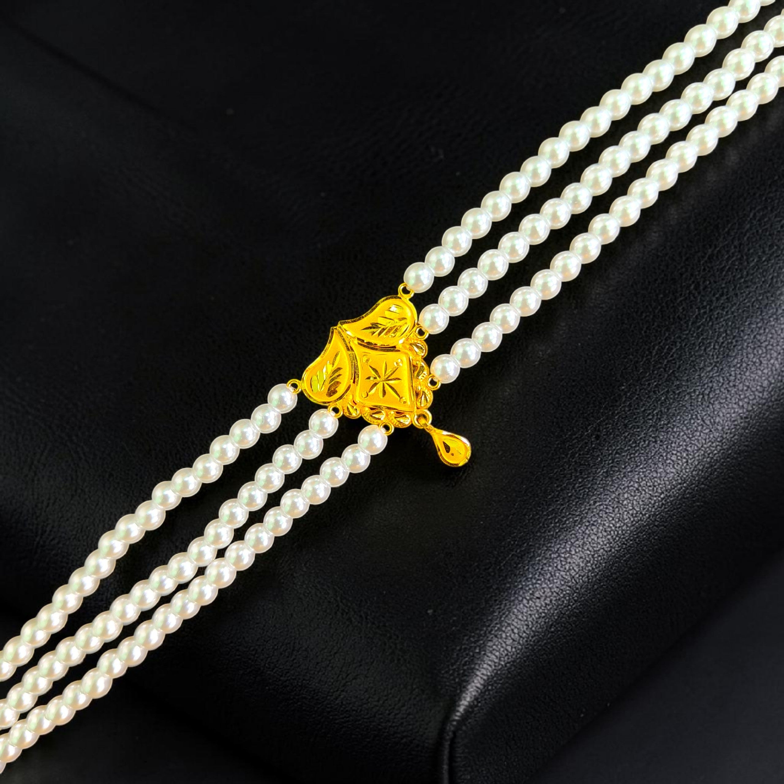 GOLD MOTI HAR- CERTIFIED BIS HUID HALLMARK 916 22KT GOLD MOTI CHOKER 1 PIECE (WGT: 0.530 GM) WITH ADJUSTABLE TASSEL FOR GIFT IN MARRIAGE.