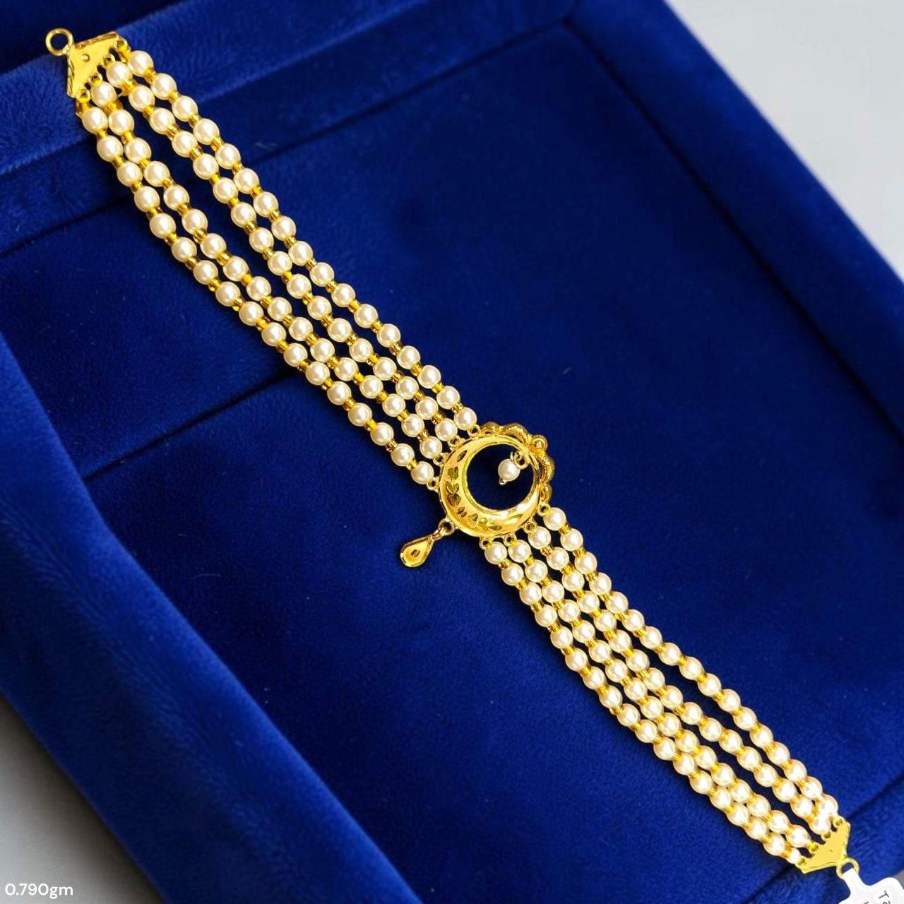 GMC9K- (WGT: 0.790 GM APPROX) BIS CERTIFIED HUID HALLMARK 375 9KT GOLD MOTI CHOKER 1 PIECE WITH ADJUSTABLE TASSEL FOR GIFT IN MARRIAGE.