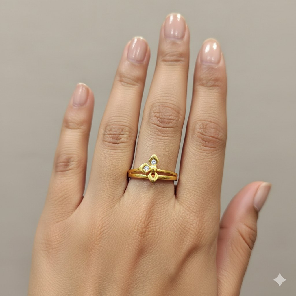LADIES RING- TRJ (SIZE:13) WGT: 1.00 GM APPROX BIS CERTIFIED HUID HALLMARK 9KT GOLD FINGER RING FOR WOMEN 1 PIECE.