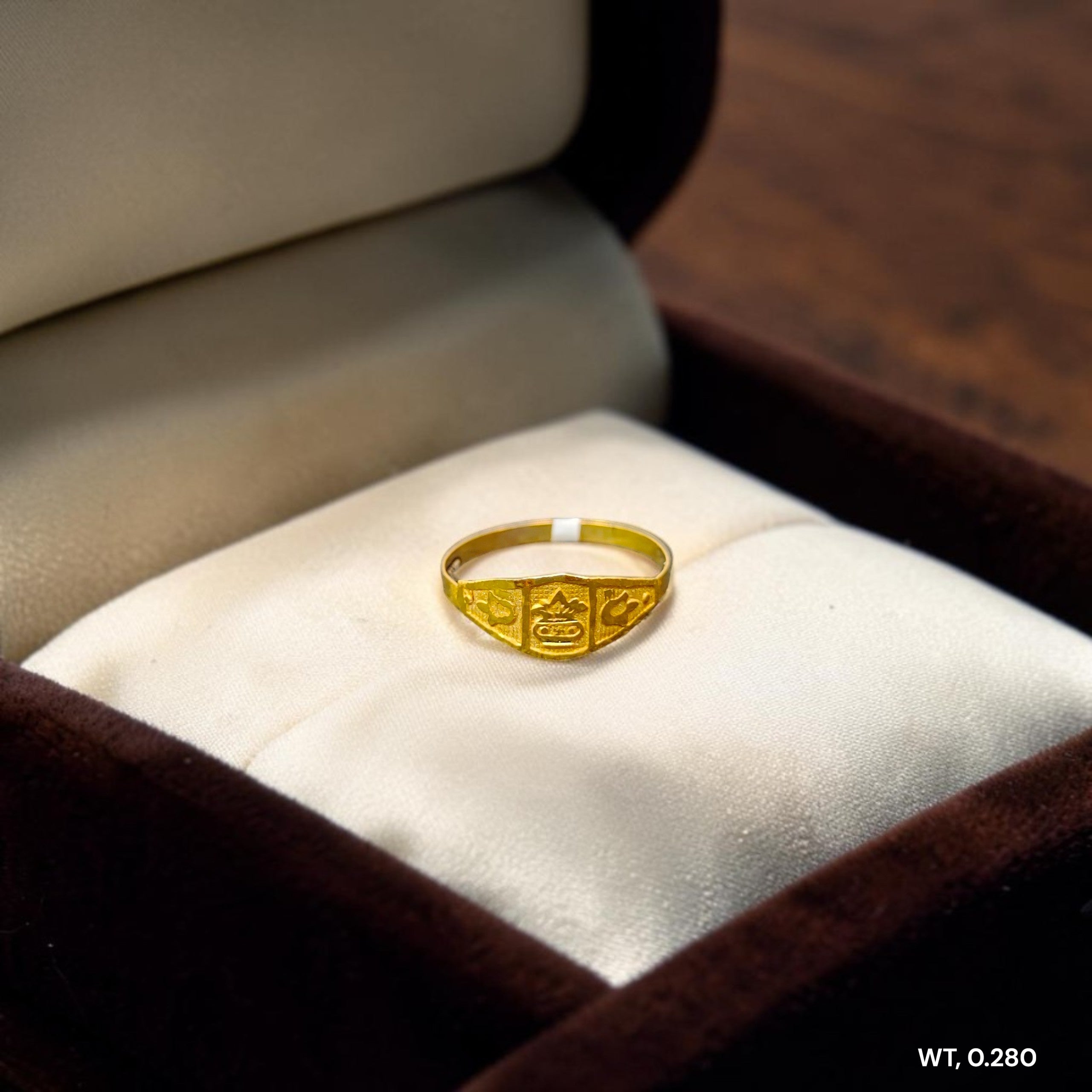 BABY JEWELLERY- TRJ WGT: 0.280 GM APPROX 375 9KT HUID HALLMARK GOLD BABY FINGER RING 1 PIECE FOR RICE CEREMONY & BIRTHDAY.