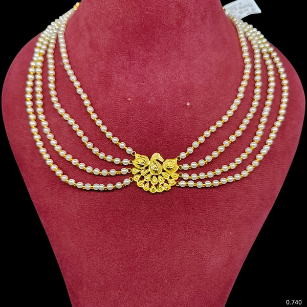 GOLD MOTI HAR- (RJ8JZZ)-(WGT: 0.740 GM APPROX) BIS CERTIFIED HUID HALLMARK 375 9KT GOLD MOTI NECKLACE 1 PIECE  WITH ADJUSTABLE TASSEL FOR GIFT IN MARRIAGE.