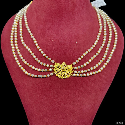 GOLD MOTI HAR- (RJ8JZZ)-(WGT: 0.740 GM APPROX) BIS CERTIFIED HUID HALLMARK 375 9KT GOLD MOTI NECKLACE 1 PIECE  WITH ADJUSTABLE TASSEL FOR GIFT IN MARRIAGE.