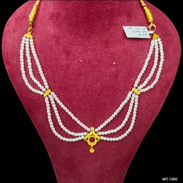 GOLD MOTI HAR- (WGT: 1.150 GM APPROX) CERTIFIED BIS HALLMARK HUID 22KT GOLD MOTI NECKLACE 1 PIECE WITH ADJUSTABLE TASSEL.(7V47T2)