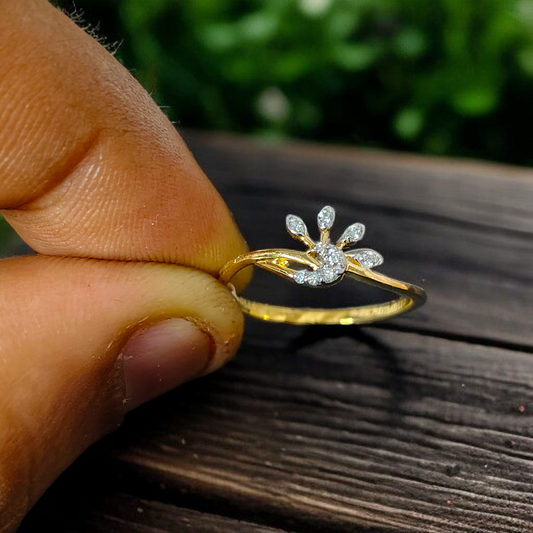 RAJLAXMI DIAMOND JEWELLERY (SIZE:09) - WGT: 1.010 GM - NATURAL DIAMOND (0.06 CENT) HUID HALLMARK 18KT DIAMOND FINGER RING FOR WOMEN WITH CERTIFICATE OF AUTHENTICITY BY ZORBA (DESIGN NO: LRAP4958).