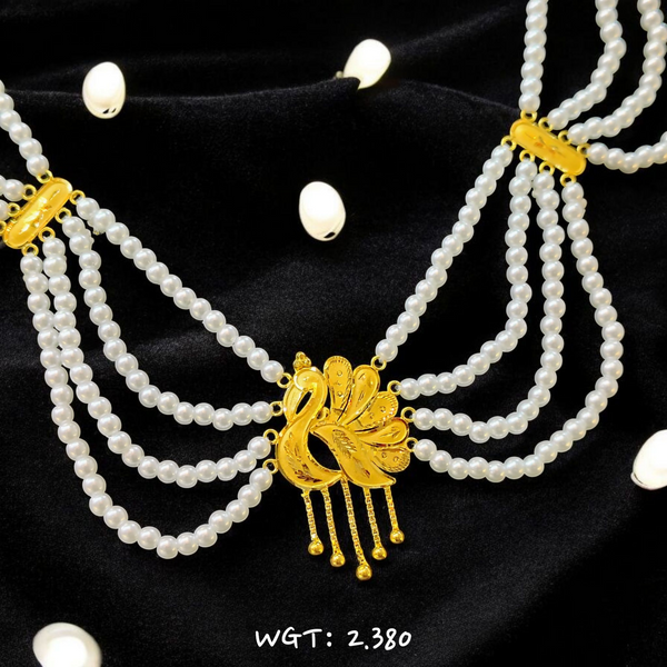 RAJLAXMI WGT: 2.380 GM APPROX HUID HALLMARK 22KT GOLD MOTI NECKLACE 1 PIECE WITH ADJUSTABLE TASSEL.