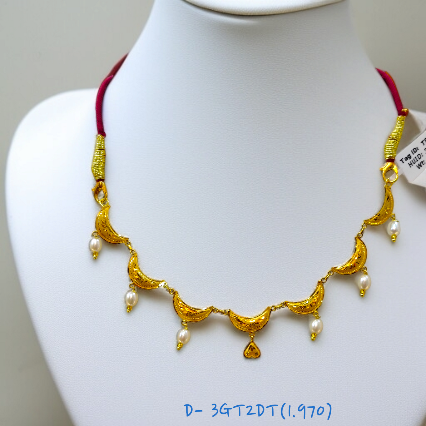(GNC) RAJLAXMI D- 3GT2DT WGT: 1.970 GM APPROX HUID HALLMARK 22KT GOLD NECKLACE 1 PIECE WITH ADJUSTABLE TASSEL.