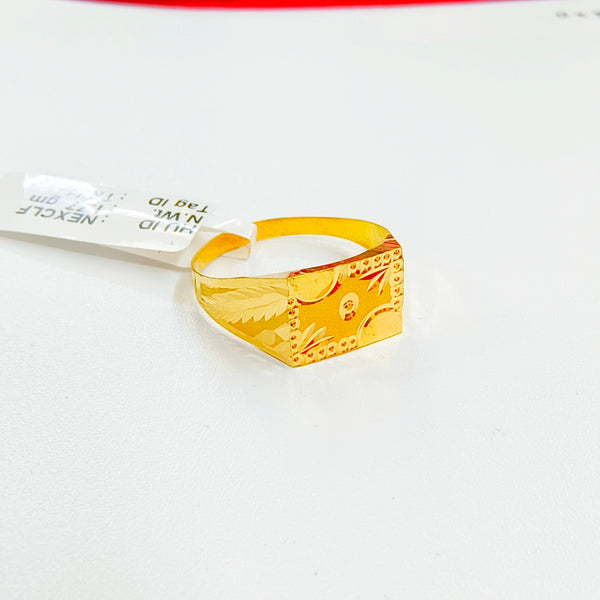 SIZE:22 (WGT: 1.770 GRAM APPROX) BIS CERTIFIED HUID HALLMARK 916 22KT GOLD GENTS FINGER RING FOR MENS 1 PIECE.