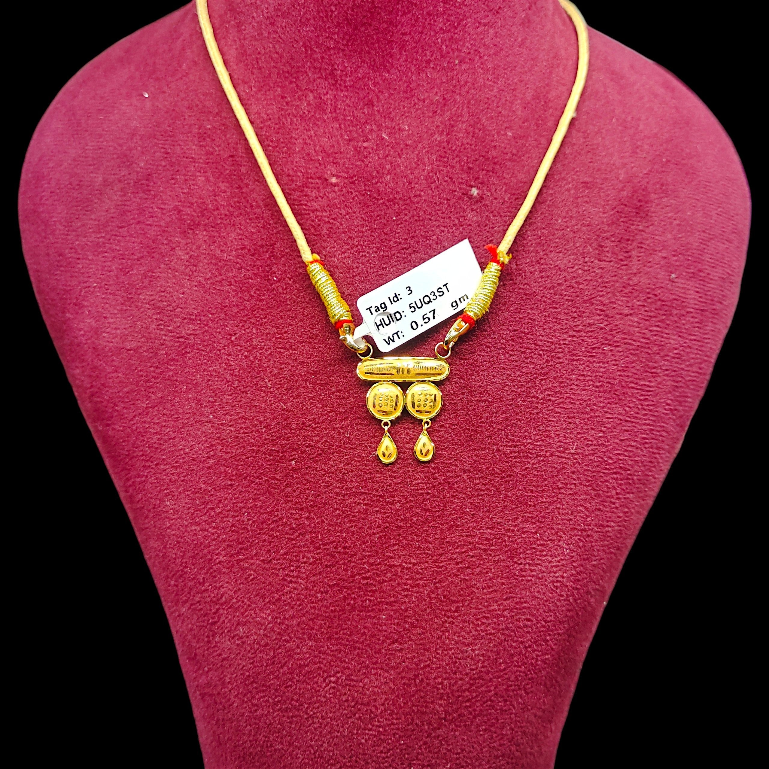 GPM22K- (WGT: 0.570 GM APPROX) BIS CERTIFIED HUID HALLMARK 22KT GOLD PENDANT MANGALSUTRA 1 PIECE WITH TASSEL. (5UQ3ST)