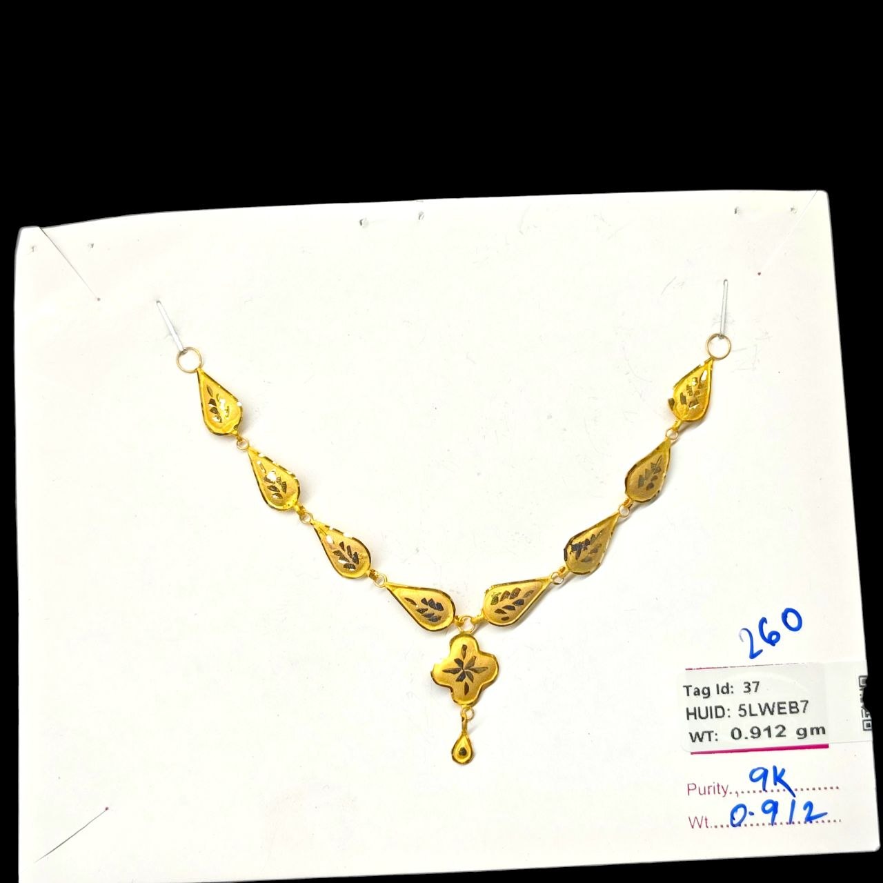 GOLD CHOKER NECKLACE-(WGT: 0.912 GM APPROX) BIS CERTIFIED HUID HALLMARK 9KT GOLD NECKLACE 1 PIECE FOR WOMEN.