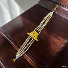 GOLD MANTASHA- (P5PSS3)-(WGT: 0.930 GM APPROX) BIS CERTIFIED HUID HALLMARK 375 9KT GOLD MOTI MANTASHA WITH PEARL CHAIN FOR WOMEN.