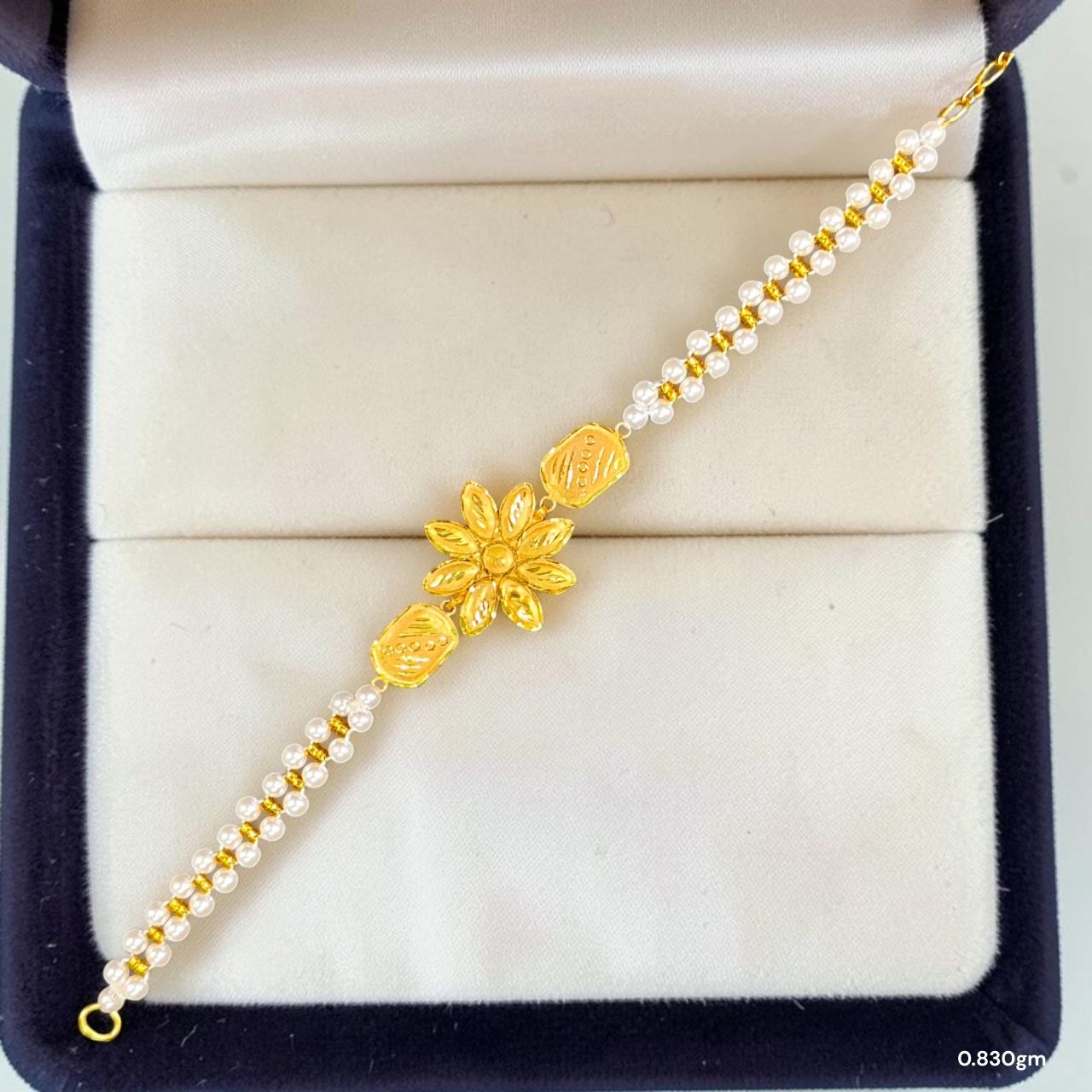 GOLD WRISTLET- (WGT: 0.830 GM APPROX) BIS CERTIFIED HUID HALLMARK 375 9KT GOLD WRISTLET (BRACELET) WITH MOTI CHAIN FOR WOMEN (ADJUSTABLE SIZE).
