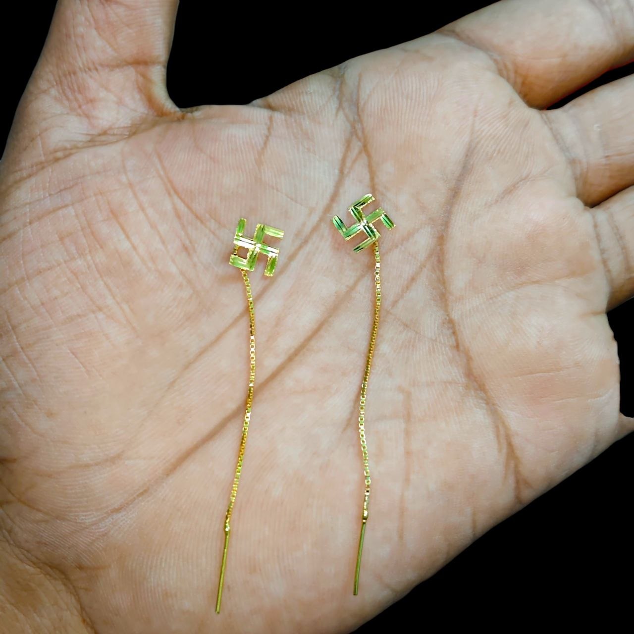 GOLD SUIDHAGA- (WGT: 0.680 GM APPROX) BIS CERTIFIED HUID HALLMARK 9KT GOLD SUIDHAGA EARRINGS (1 PAIR) FOR WOMEN.