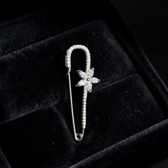 SILVER BROOCH- CERTIFIED BIS HALLMARK 925 SILVER BROOCH CEPTIPIN FOR SAREE 1 PIECE STUDDED WITH AMERICAN DIAMOND- (SOLD ON MRP) NON EXCHANGEABLE ITEM.