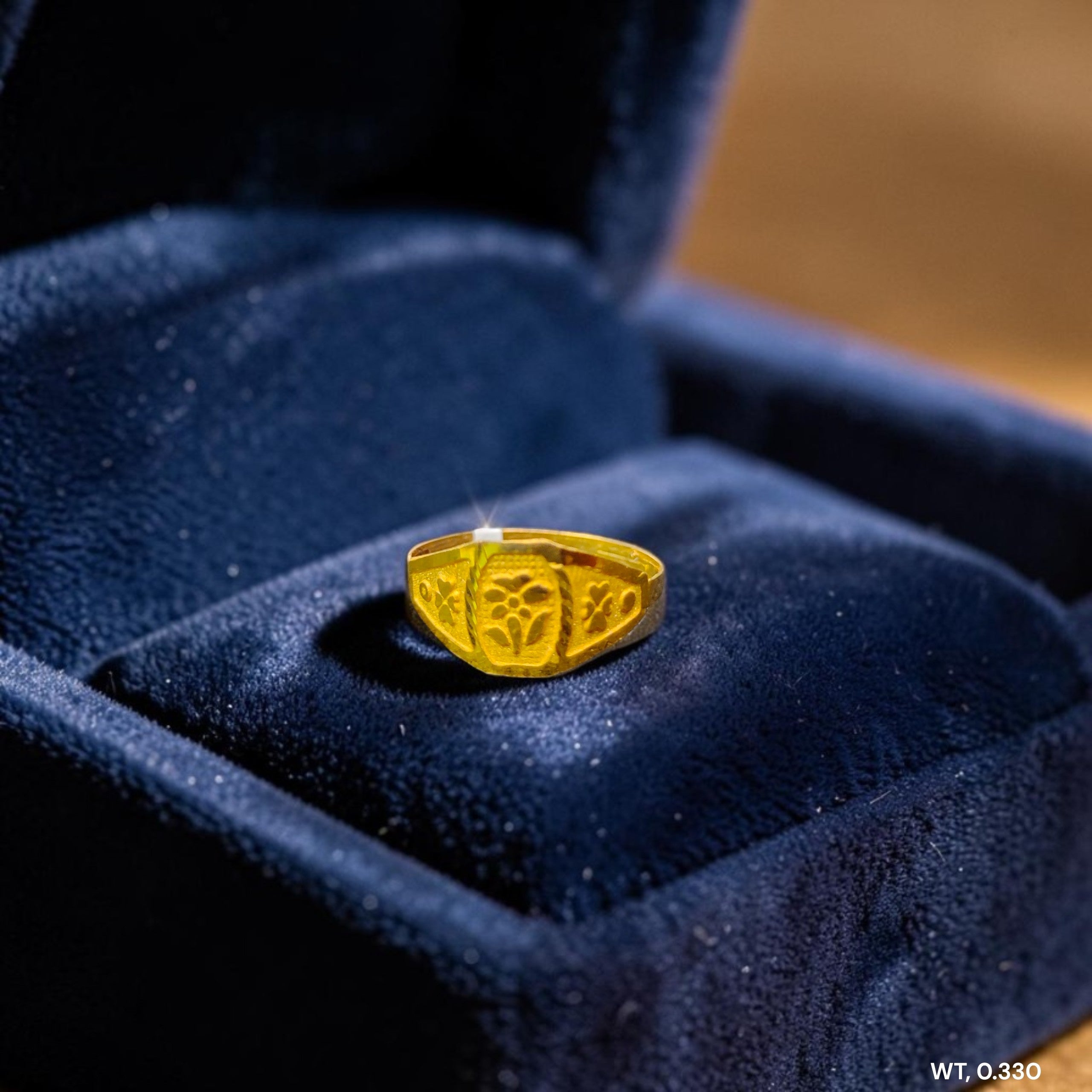 BABY JEWELLERY- TRJ WGT: 0.330 GM APPROX 375 9KT HUID HALLMARK GOLD BABY FINGER RING 1 PIECE FOR RICE CEREMONY & BIRTHDAY.