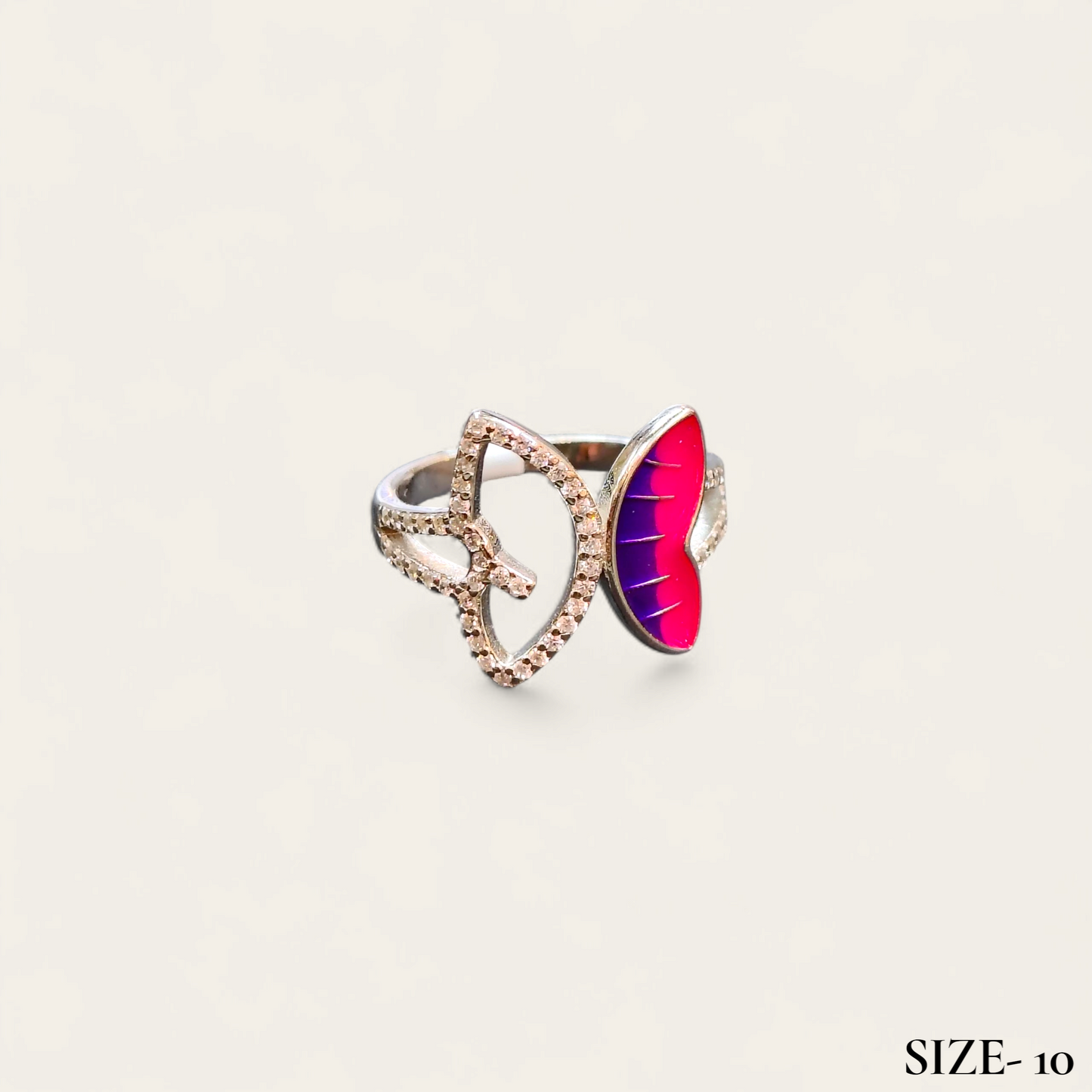 RAJLAXMI HALLMARK 925 SILVER FINGER BUTTERFLY MINAKARI DESIGN RING 1 PIECE FOR WOMEN FOR REGULAR USE - BEST FOR GIFTING (SOLD ON MRP)