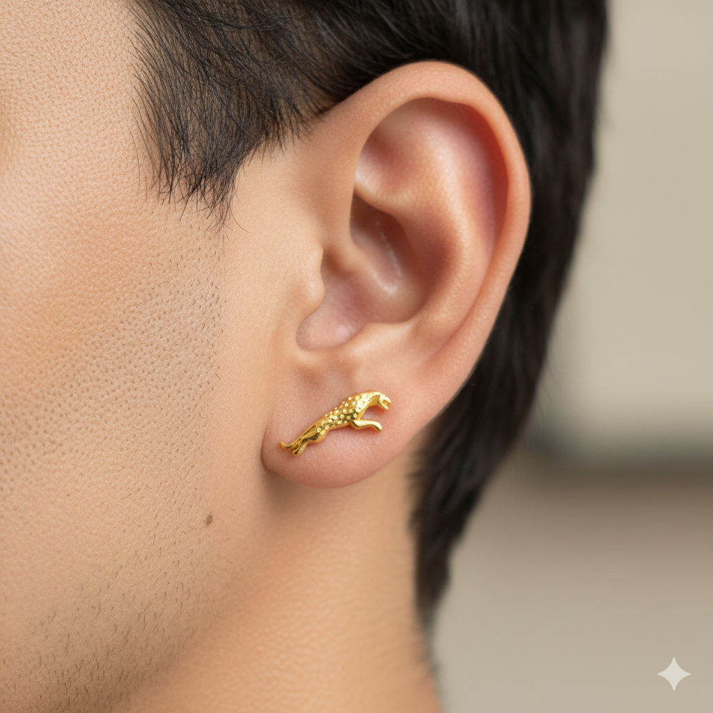 STUD EARRING BOYS- WGT: 0.280 GM APPROX BIS CERTIFIED HUID HALLMARK 9KT GOLD STUD EARRINGS FOR MEN (SINGLE PIECE) FOR REGULAR USE.