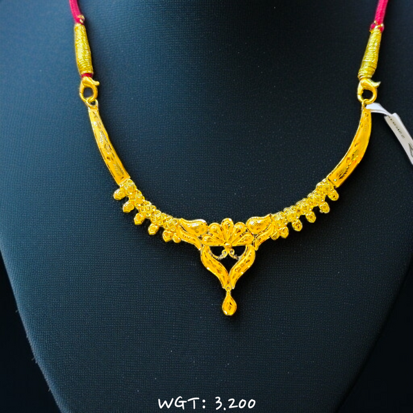 RAJLAXMI WGT: 3.200 GM APPROX HUID HALLMARK 22KT GOLD NECKLACE 1 PIECE WITH ADJUSTABLE TASSEL.