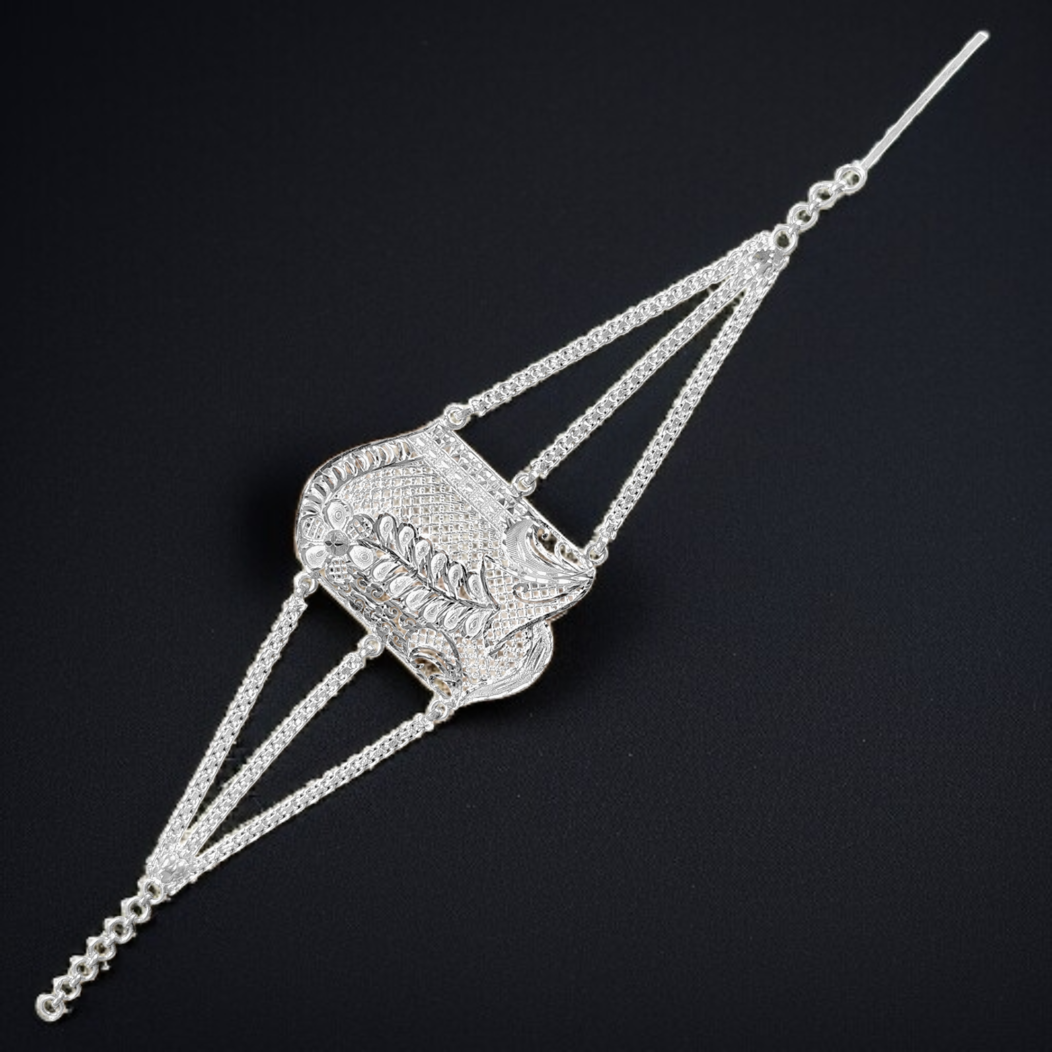 (SLMT) 725 ORIGINAL SILVER MANTASHA WGT: 16.220 GRAM 1 PIECE FOR WOMEN BY RAJLAXMI.