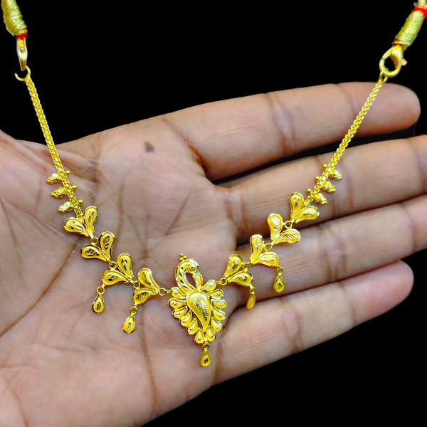 GOLD CHOKER NECKLACE- WGT: 4.180 BIS CERTIFIED HUID HALLMARK 916 22KT GOLD NECKLACE 1 PIECE WITH FREE ADJUSTABLE TASSEL FOR WOMEN.