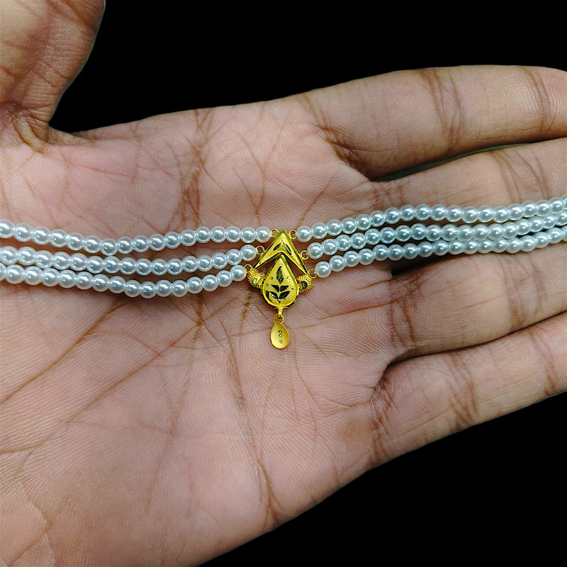 GMC22K- (5KTWR3) (WGT: 0.760 GM APPROX) BIS HALLMARK CERTIFIED 916 22KT GOLD MOTI CHOKER 1 PIECE  WITH ADJUSTABLE TASSEL FOR GIFT IN MARRIAGE.