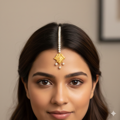 GOLD TICKLY- TRJ WGT: 1.250 GM APPROX 22KT HUID HALLMARK GOLD MOTI TICKLY (MANGTIKA) 1 PIECE FOR MARRIAGE. (S3T42Y)