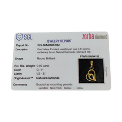 RAJLAXMI DIAMOND JEWELLERY - WGT: 0.640 GM - NATURAL DIAMOND (0.02 CENT) HUID HALLMARK 18KT DIAMOND PENDANT LOCKET FOR WOMEN WITH CERTIFICATE OF AUTHENTICITY BY ZORBA (DESIGN NO: PTAP0190) *CHAIN NOT INCLUDED.