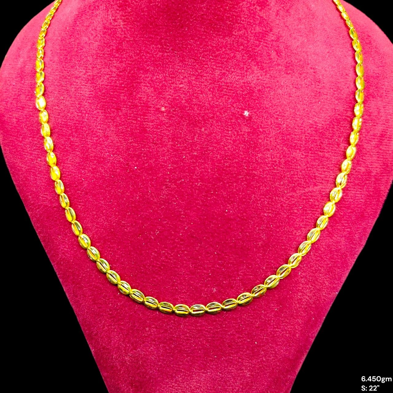 GOLD CHAIN- (WGT: 6.450 GM APPROX) BIS CERTIFIED HUID HALLMARK 9KT GOLD CHAIN (22 INCH) 1 PIECE FOR UNISEX.
