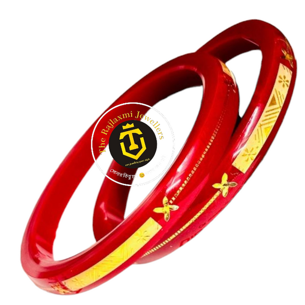 ROOKIE RED (FACEBOOK VIRAL POLA) GOLDEN DETAILING LAMINATION POLA SCALE DESIGN 1 PAIR FOR WOMEN - NON EXCHANGEABLE ITEM (GET ANY DESIGN AS PER AVAILABILITY)