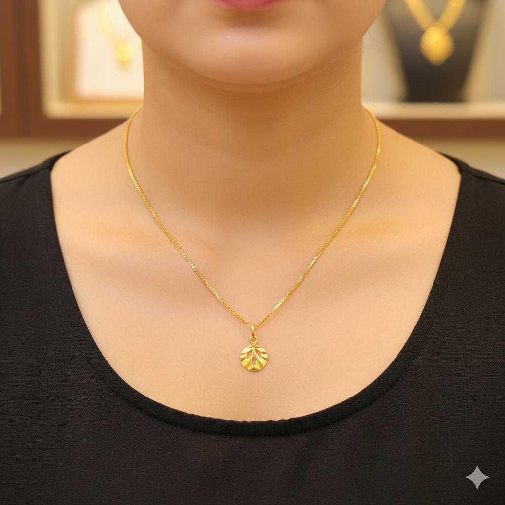 GCH-(WGT: 1.810 GM APPROX) BIS CERTIFIED HUID HALLMARK 9KT GOLD CHAIN WITH PENDANT (18 INCH) 1 PIECE FOR WOMEN.