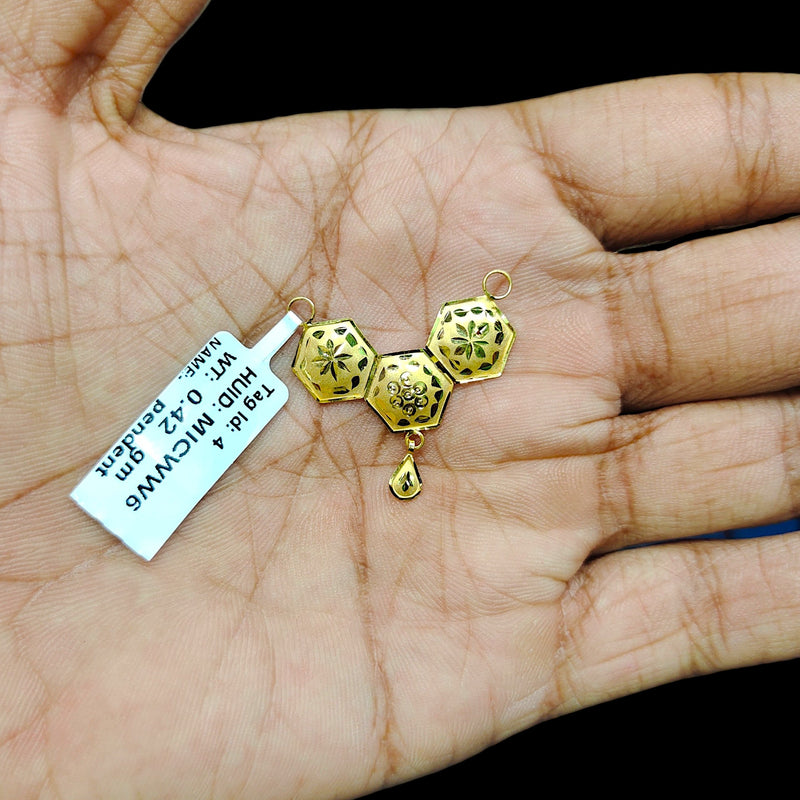 GPM9K- (WGT: 0.420 GM APPROX) BIS CERTIFIED HUID HALLMARK 375 9KT GOLD PENDANT FOR WOMEN 1 PIECE WITH FREE MANGALSUTRA & TASSEL. (MICWW6)