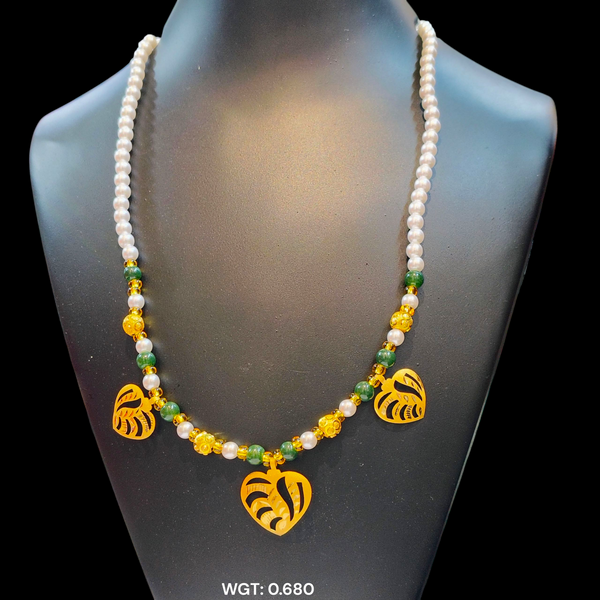 GOLD MOTI HAR- PAAN DESIGN SELI WGT: 0.680 GM APPROX HUID HALLMARK 22KT GOLD SELIHAR 1 PIECE WITH TASSEL.