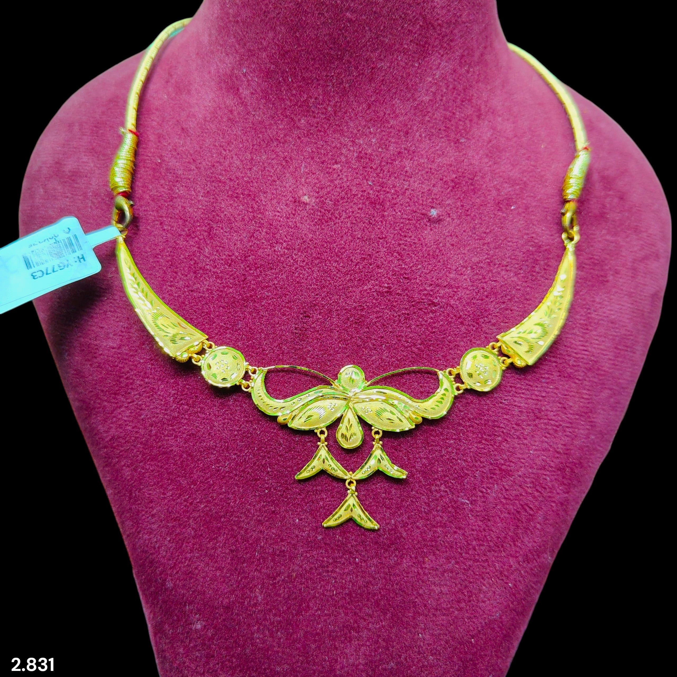 GOLD CHOKER NECKLACE-(WGT: 2.831 GM APPROX) BIS CERTIFIED HUID HALLMARK 9KT GOLD NECKLACE 1 PIECE FOR WOMEN.