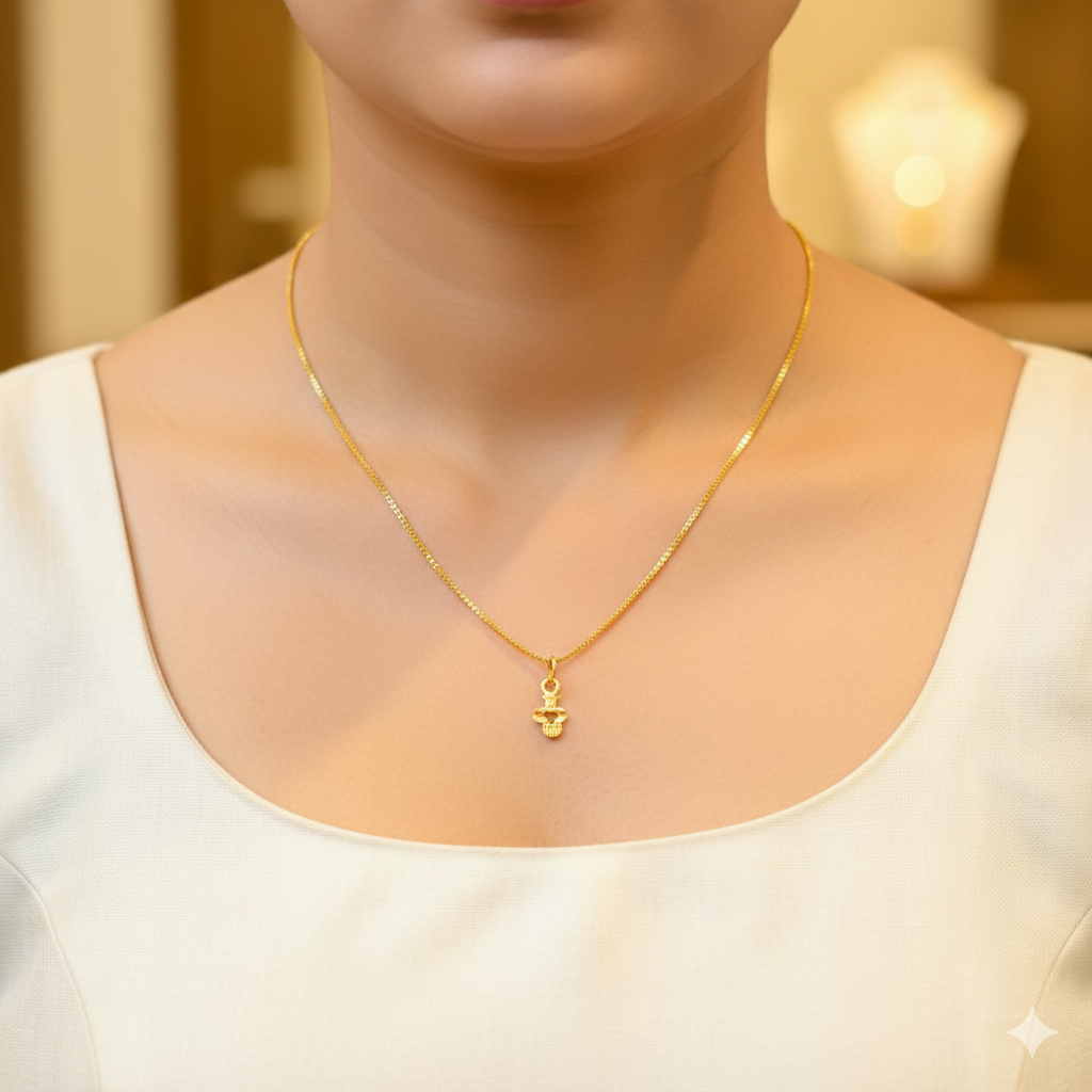 GCH-(WGT: 1.770 GM APPROX) BIS CERTIFIED HUID HALLMARK 9KT GOLD CHAIN WITH PENDANT (18 INCH) 1 PIECE FOR WOMEN.
