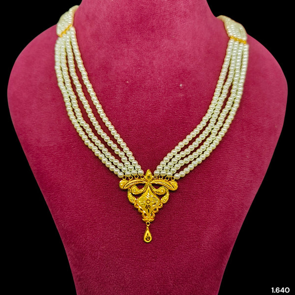 (GMH)- (LIM7RE) (WGT: 1.640 GM APPROX) BIS CERTIFIED HUID HALLMARK 9KT GOLD MOTI SITAHAR NECKLACE 1 PIECE WITH ADJUSTABLE TASSEL.