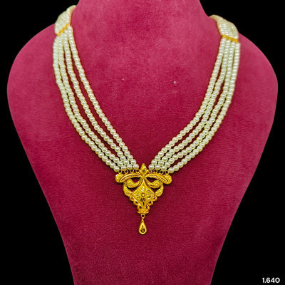 (GMH)- (LIM7RE) (WGT: 1.640 GM APPROX) BIS CERTIFIED HUID HALLMARK 9KT GOLD MOTI SITAHAR NECKLACE 1 PIECE WITH ADJUSTABLE TASSEL.