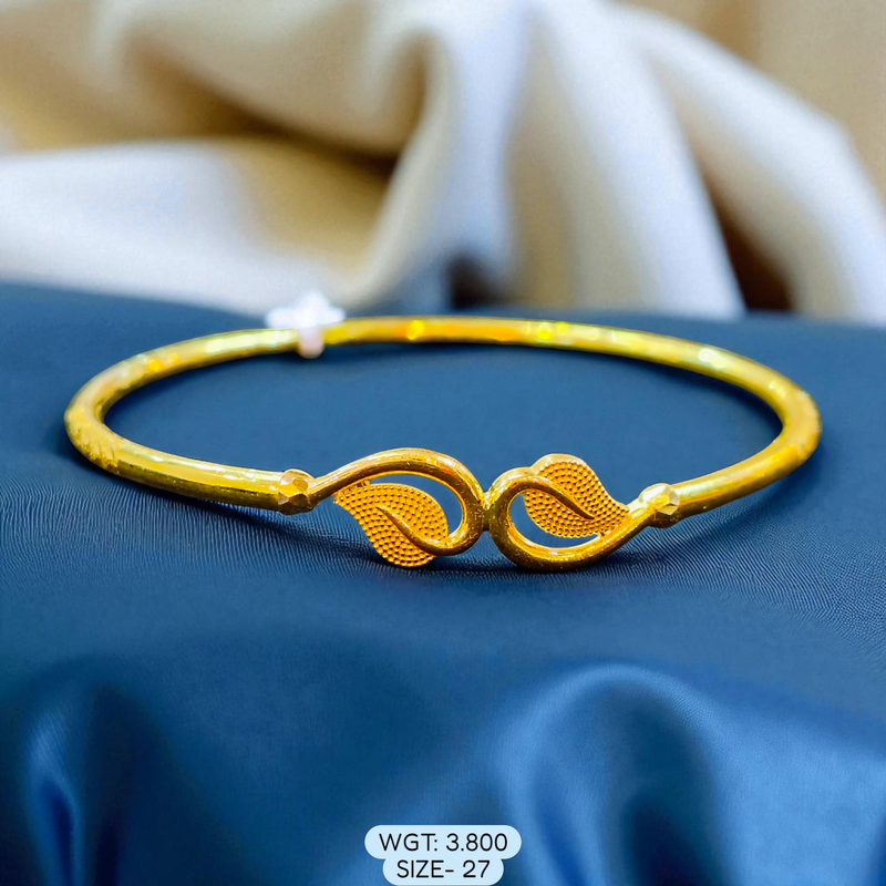 TRJ (SIZE:27) WGT: 3.800 APPROX DUPLEX DUAL LEAF DESIGN HALLMARK 916 22KT GOLD COVER BRACELET 1 PIECE FOR WOMEN - (BILL MANDATORY -EXCHANGE FOR LIFETIME IN STORE ONLY).