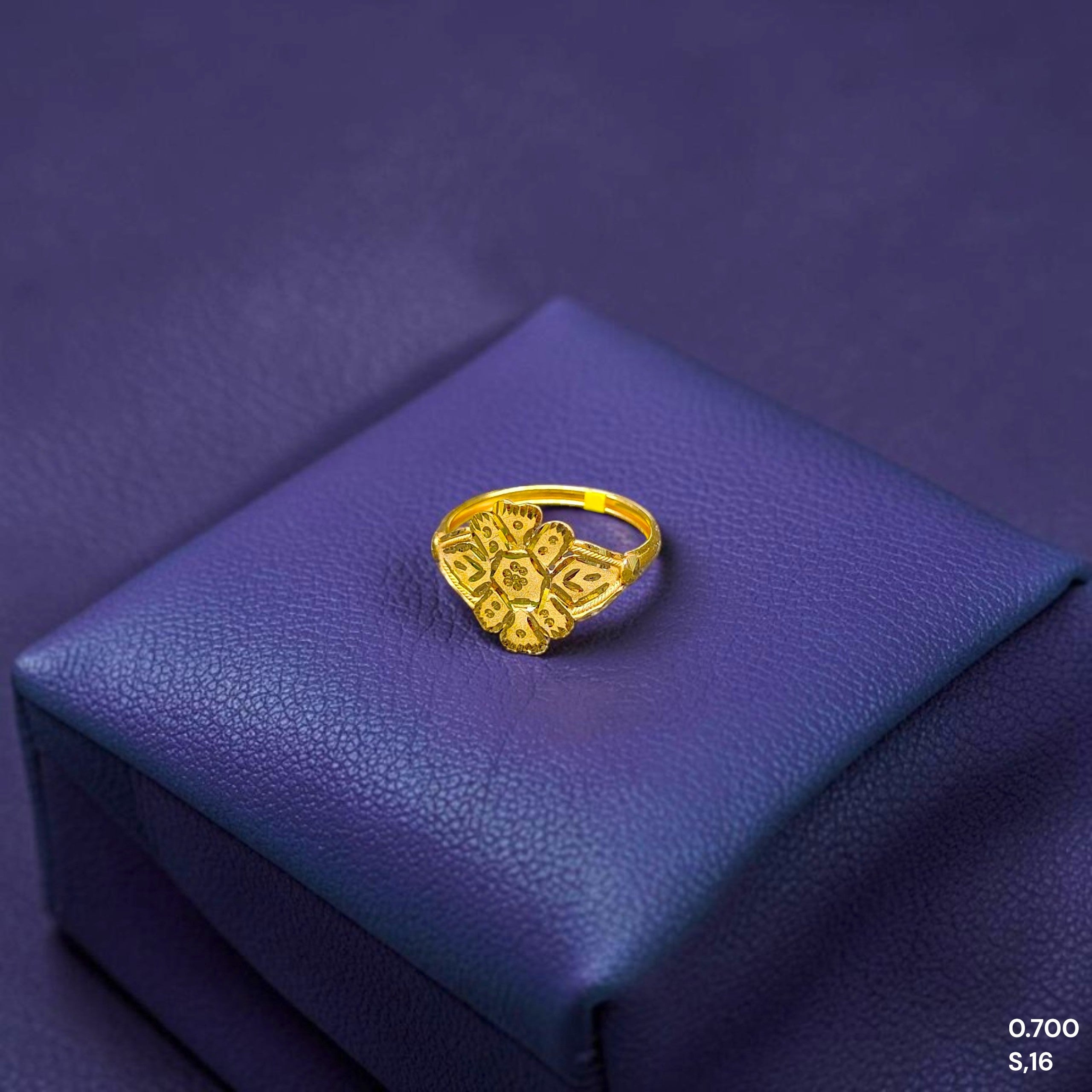 LADIES RING- (SIZE: 16) WGT: 0.700 GM APPROX BIS CERTIFIED HUID HALLMARK 9KT GOLD FINGER RING FOR WOMEN 1 PIECE. (EPIZCY)
