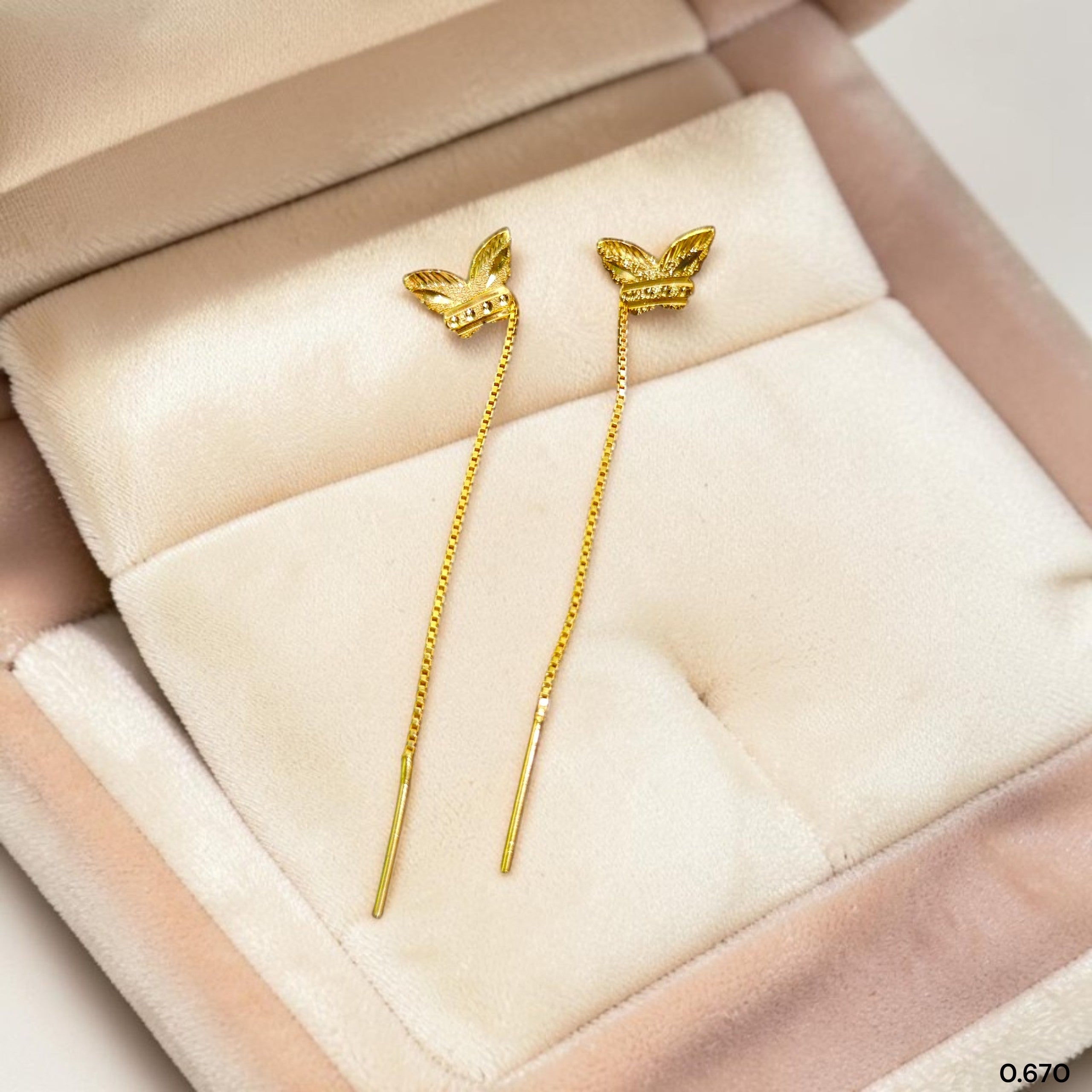GOLD SUIDHAGA- (WGT: 0.670 GM APPROX) BIS CERTIFIED HUID HALLMARK 9KT GOLD SUIDHAGA EARRINGS (1 PAIR) FOR WOMEN.