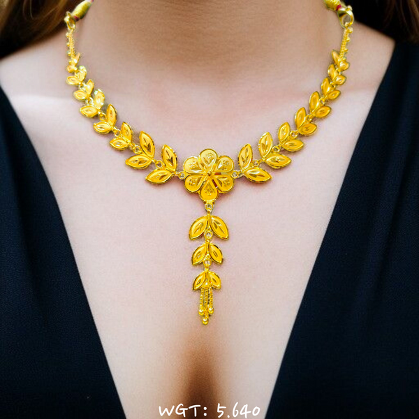 RAJLAXMI WGT: 5.640 GM APPROX HUID HALLMARK 22KT GOLD NECKLACE 1 PIECE WITH ADJUSTABLE TASSEL.