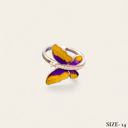 RAJLAXMI (SIZE:14) HALLMARK 925 SILVER FINGER BUTTERFLY MINAKARI DESIGN RING 1 PIECE FOR WOMEN FOR REGULAR USE - BEST FOR GIFTING (SOLD ON MRP)