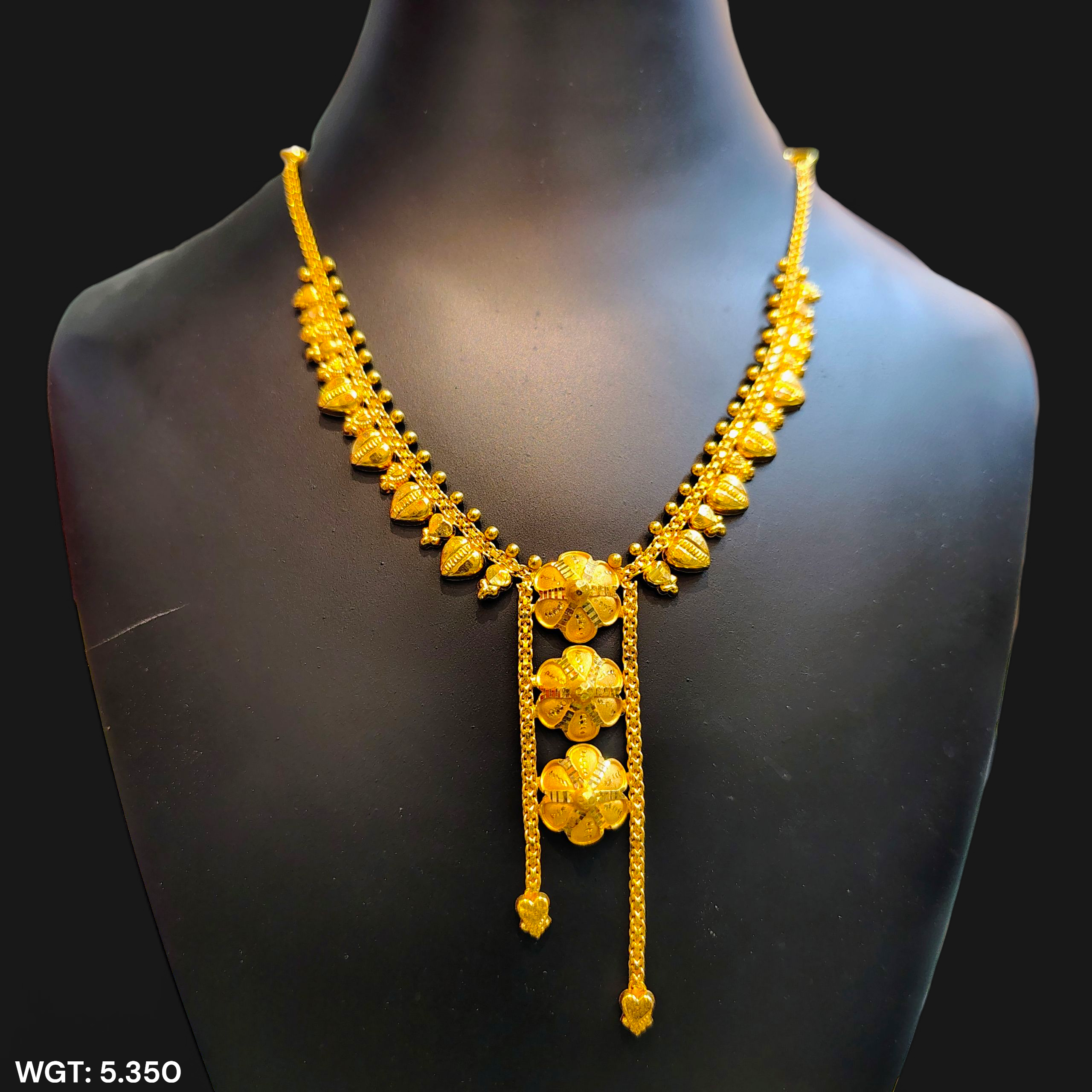 (GCN22) BIS CERTIFIED HUID HALLMARK 916 22KT GOLD NECKLACE CHOKER (APPROX WGT: 5.350 GM) 1 PIECE FOR WOMEN.