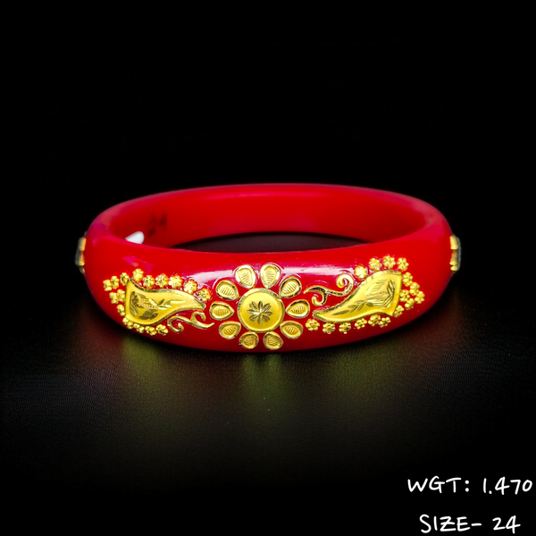 TRJ (SIZE: 24) WGT: 1.470 GM APPROX 22KT HUID HALLMARK GOLD BRACELET POLA BANGLES 1 PIECE (HALF BODY WORK).