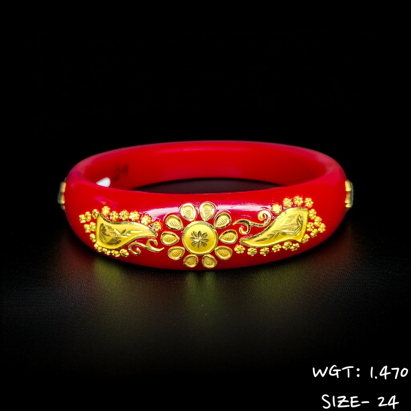 TRJ (SIZE: 24) WGT: 1.470 GM APPROX 22KT HUID HALLMARK GOLD BRACELET POLA BANGLES 1 PIECE (HALF BODY WORK).