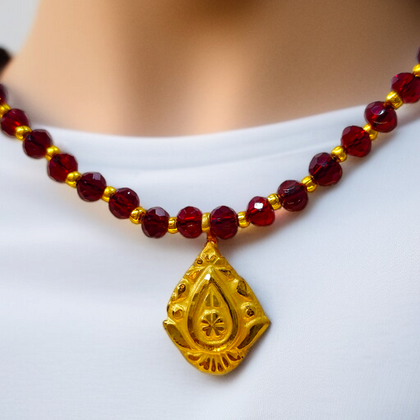 FLORAL DESIGN (WGT: 0.200 GM APPROX) KDM GOLD LOCKET 1 PIECE WITH TASSEL (50 TONCH) BEST FOR GIFT IN MARRIAGE.