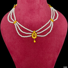 GOLD MOTI HAR- (CIVF3Z)-(WGT: 1.100 GM APPROX) CERTIFIED BIS HALLMARK HUID 22KT GOLD MOTI NECKLACE 1 PIECE WITH ADJUSTABLE TASSEL.