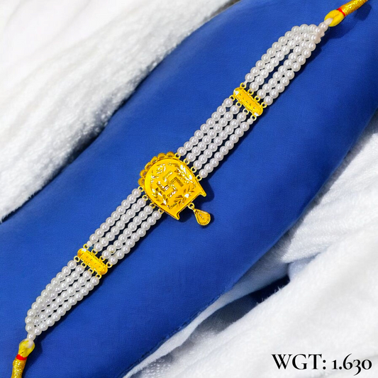 CERTIFIED BIS HUID HALLMARK 916 22KT GOLD MOTI CHOKER 1 PIECE (WGT:1.630 GM) WITH ADJUSTABLE TASSEL FOR GIFT IN MARRIAGE.